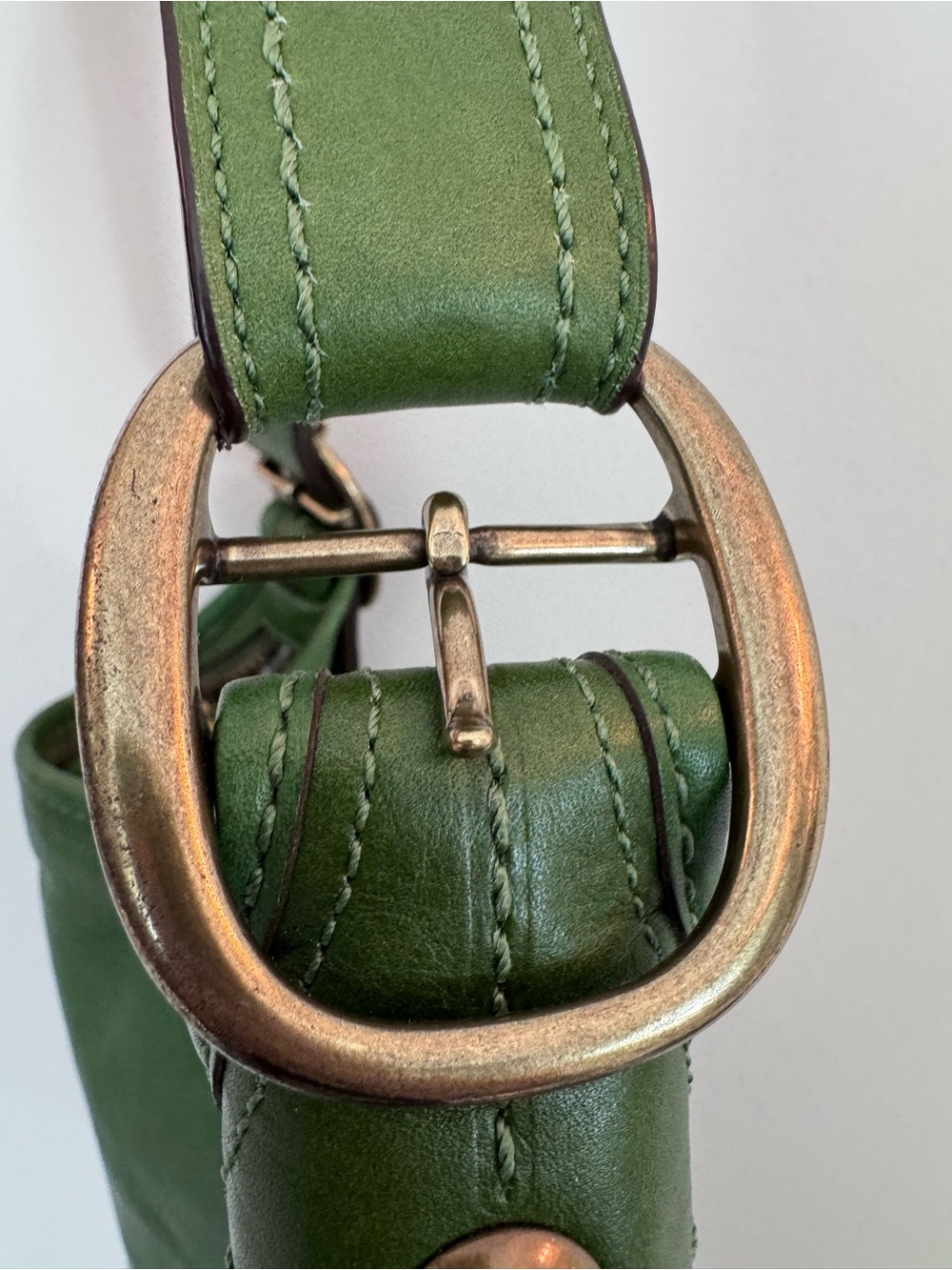 VTG COACH BLEEKER TATTERSALL BURNISHED Leather Bucket Bag in Apple Green #11422 - Picture 6 of 17